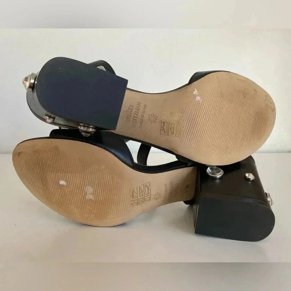 Stuart Weitzman Allshine Block 75 Leather Sandal - Picture 8 of 8